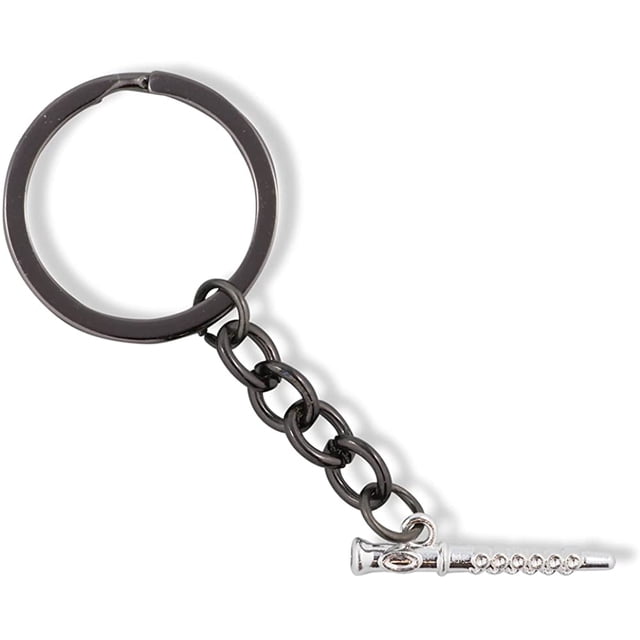 Flute Keychain Jewelry Jewlry Gift for Men Women Decor Flutes Musician Teacher Student Orchestra Musical Wind Instrument fife (Medium, Silver)