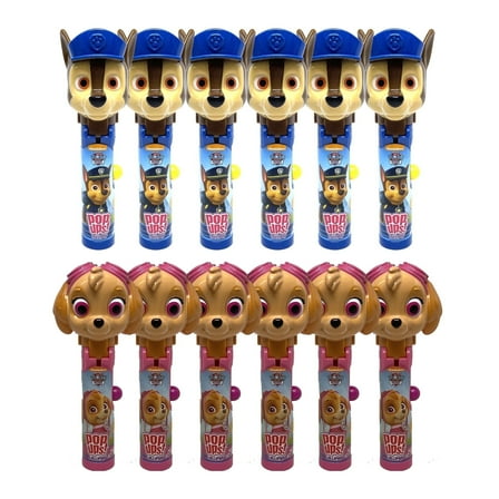 Paw Patrol Lollipop Holder Collectable Paw Patrol Lollipop | Party Favors, Stocking Stuffers, Piñata Candy, Game Prizes | Bulk Set of 12 | Lollipops Included