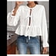 thumbnail image 4 of Blusa de Larga Abullonada Estilo Babydoll con Lazo Delantero para Mujer, Estilo Y2K M, 4 of 9