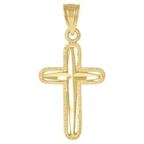 10kt Real Yellow Gold Womens Mens Unisex Cross Religious Charm Pendant