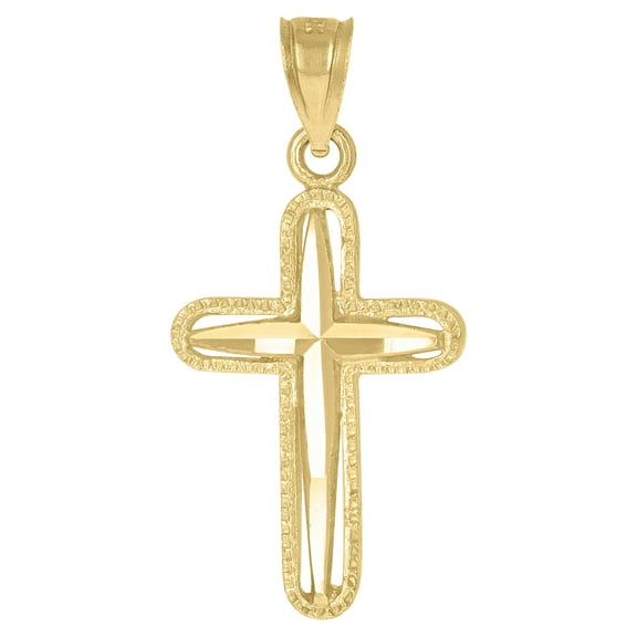 10kt Real Yellow Gold Womens Mens Unisex Cross Religious Charm Pendant