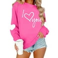thumbnail image 4 of Caywon Women's Crew Neck Valentine's Day Printed Sweatshirt,Long Sleeve Pullover No Hood Casual Top Solid Color Fashionable Daily Outfit, 4 of 7