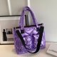 thumbnail image 4 of Bolso de mano acolchado para mujer, lujoso bolso de mano a cuadros, bolso de mano acolchado, ligero, de algodón, para invierno, 4 of 6