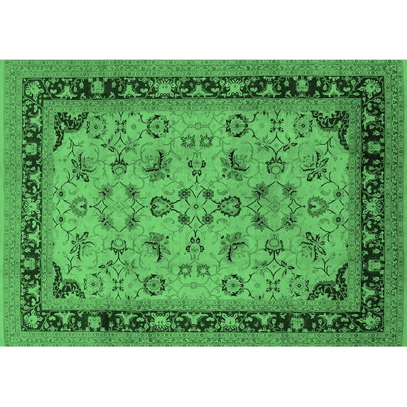 Ahgly Company Indoor Rectangle Oriental Emerald Green Traditional Area Rugs, 2' x 5'