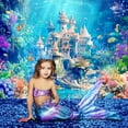 thumbnail image 3 of Ocean Castle Backdrop Princess Underwater Sea Fairy Birthday Wonderland Aquarium Sea Fish Coral Plant Cute Kids Cartoon Decorations Photography Background Banner Photo Booth Studio, 3 of 4