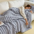 thumbnail image 1 of Thickened Plush Nap Blanket, Rabbit Plush Milk Velvet Cover Blankets, Fall Winter Weighted Fluffy Bed Throw Room Decor, Oversized Fuzzy Warm Couch Throws Gifts, 1 of 8