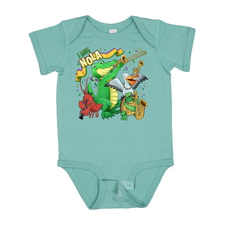 

Inktastic I Love Nola Mardi Gras Animal Band Boys or Girls Baby Bodysuit