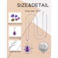 thumbnail image 5 of PYNZY Teardrop Dangle Drop Necklace for Women 925 Sterling Silver Halo Pendant 7x10mm Created Amethyst Birthstone Jewelry Gift, 5 of 7