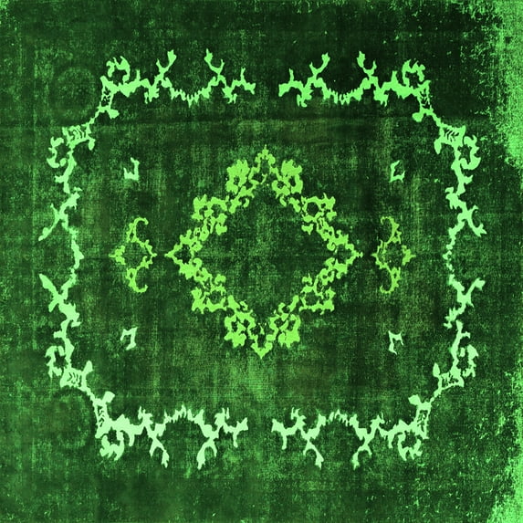 Ahgly Company Indoor Square Persian Green Bohemian Area Rugs, 3' Square
