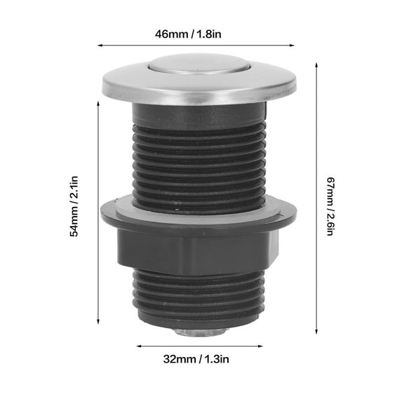 Garbage Disposal Sinktop Air Switch Kit,Stainless Steel Sink Top Air Switch Push Button with 1.5m Hose for Kitchen Food Waste Disposal Electric Water Heater
