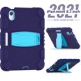 thumbnail image 3 of XYX Case for iPad Mini (A17 Pro) 7th Generation 2024 8.3 inch, Dual Layer Slim Heavy Shockproof Rugged Protective Cover Case with Kickstand (Navy Blue), 3 of 7