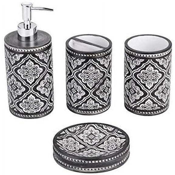 Heavenly Designs Watson Bathroom Accessories - Chocolate & White Resin Bathroom Set - Any Age