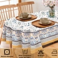 thumbnail image 6 of Blue Yellow Floral Pattern Dishes Tablecloth, French Country Table Cloth, Vintage Tablecover for Oval Tables 60x84 inch, Perfect for Kitchen Dinner Restaurant Holiday Picnic Party Table Cover, 6 of 8