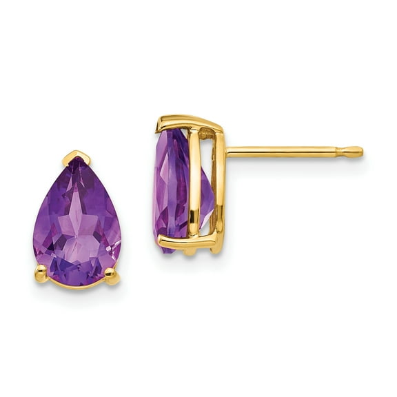 14k 9x6mm Pear Amethyst Earrings 14k Yellow Gold Earrings