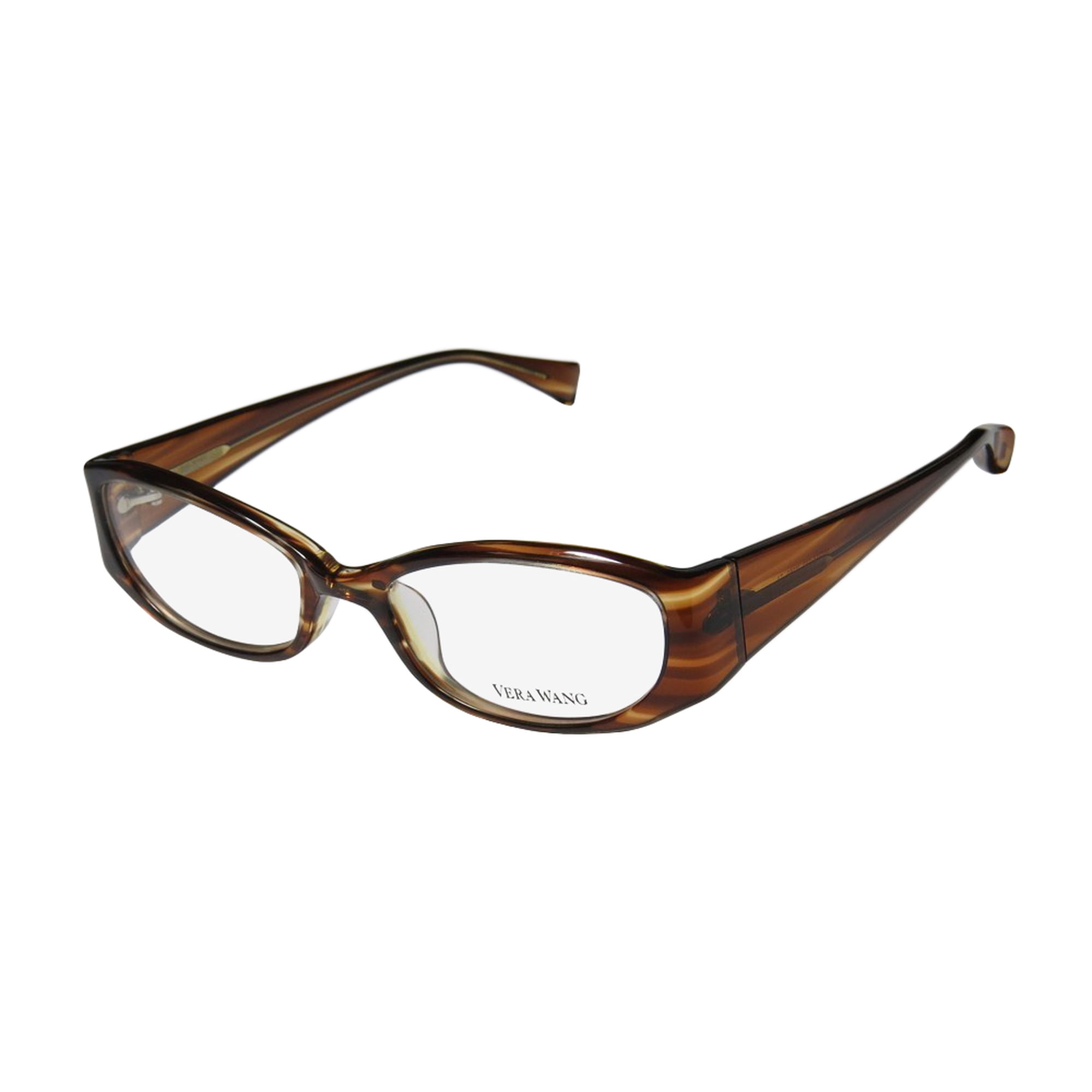 NEW VERA WANG V160 WOMENS/LADIES DESIGNER FULL-RIM TABAC GORGEOUS PLASTIC ARMS IN STYLE FRAME DEMO LENSES 50-17-130 EYEGLASSES/EYEWEAR
