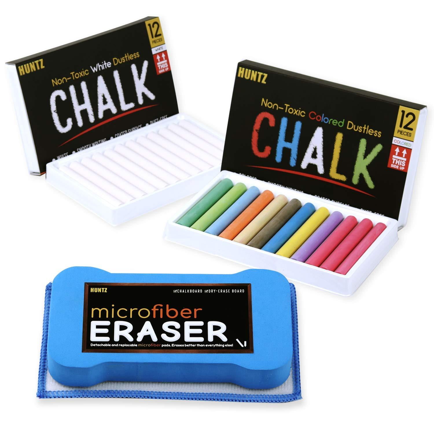 and Colored Dustless Chalk Bundle Huntz Non-Toxic White Dustless Chalk 12 ct box 12 ct box