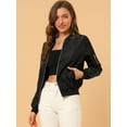 thumbnail image 2 of Abrigo rompevientos Allegra K Chaqueta de bombardero Negro M para mujer, 2 of 6