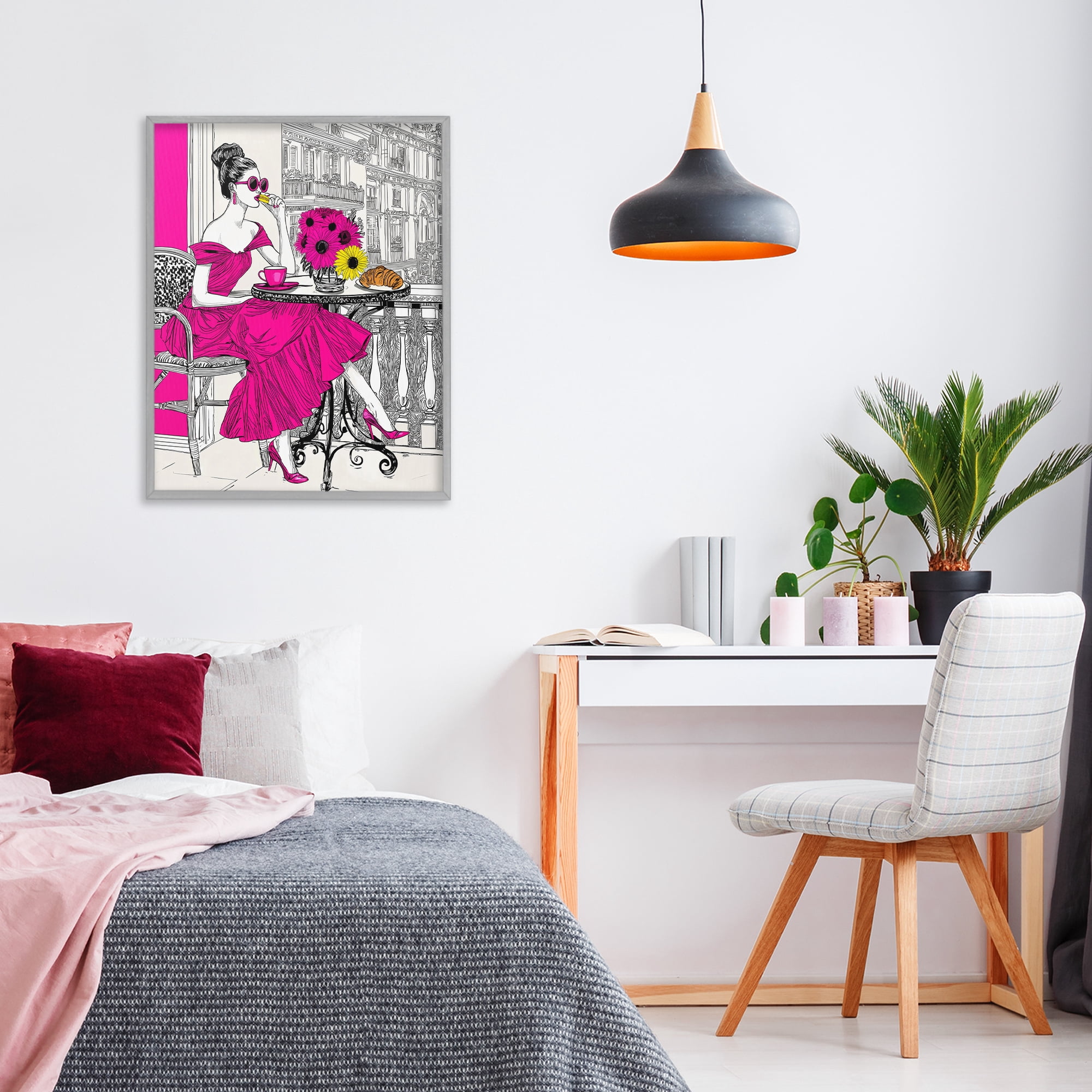 Stupell Industries Glamorous Brunch on Balcony Gray Framed Giclee Art, design by Jess Stempel