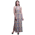 thumbnail image 1 of Bimba Robe Maxi à Fleurs pour Femmes Sans Manches à Col Ras du Cou et Dos Nu avec Fentes Latérales - Moyen, 1 of 6
