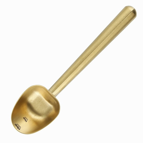 Easyworkz Stainless Steel Long Hollow Handle Coffee Scoop,7g Measuring Spoon for Ground Coffee and Loose Leaf Tea, Brass Gold