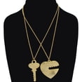 thumbnail image 4 of Gold Tone "Key to My Heart" Large Heart and Key Pendant Sweetheart Necklaces Set, 4 of 5