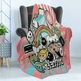 thumbnail image 4 of Urban Graffiti Soft Flannel Fleece Throw Blanket, Anime Themed Style Cartoon and Speech Bubble on Beam Background, Cozy Plush for Indoor and Outdoor Use, 60" x 80", Multicolor, by Ambesonne, 4 of 5