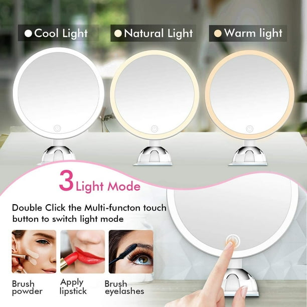 derivación Canal público Meidong 10x Magnifying Lighted Makeup Mirror with 360° Rotation, Touch  Sensor Control, Natural Daylight LED Light, Powerful Locking Suction Cup,  Cosmetic Mirror for Home, Bathroom, Vanity and Travel - Walmart.com