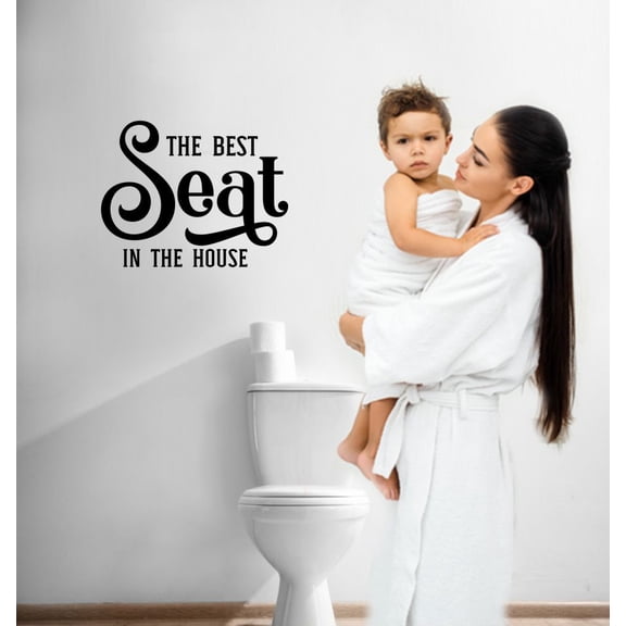 Best Seat in House - Bathroom Decor Wall Art - Die-cut Adhesive Wall Lettering - Vinyl Decal Sticker Words 23x18-Inch Black