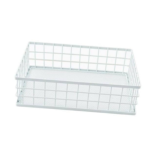 Cesta de almacenamiento de escritorio, bandeja de almacenamiento de rejilla de hierro, organizador portátil, caja de almacenaje de malla, contenedores blanco perfecl Cesta de almacenamiento de escritorio