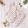 thumbnail image 2 of HCNTES Baby Girl Clothes Winter Newborn Baby Girl Clothes Ruffle Long Sleeve Romper Tops Pants Headband Infant Cute Heart Print Fall Outfits, 2 of 6