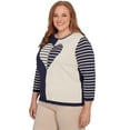 thumbnail image 3 of Alfred Dunner Womens Plus-Size Heart Motif Detail Striped Sweater, 3 of 4