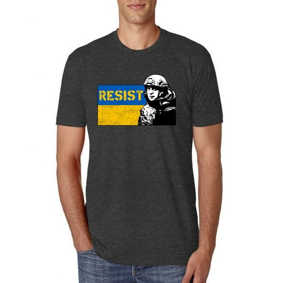 Support Ukrainian Flag Zelensky RESIST Mens Premium Tri Blend T-Shirt, Vintage Black, X-Large