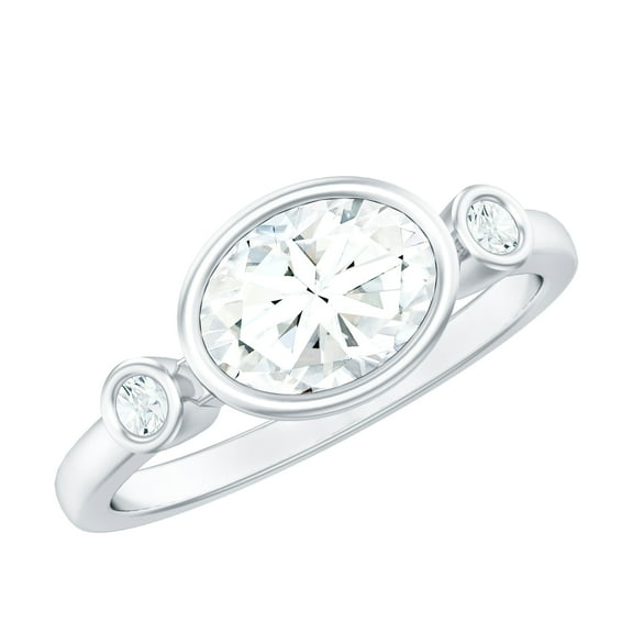 Rosec Jewels 1ct Lab Grown Diamond Ring - 6x8 mm Oval Engagement Ring - EF-VS Quality, 925 Sterling Silver, US 4.00