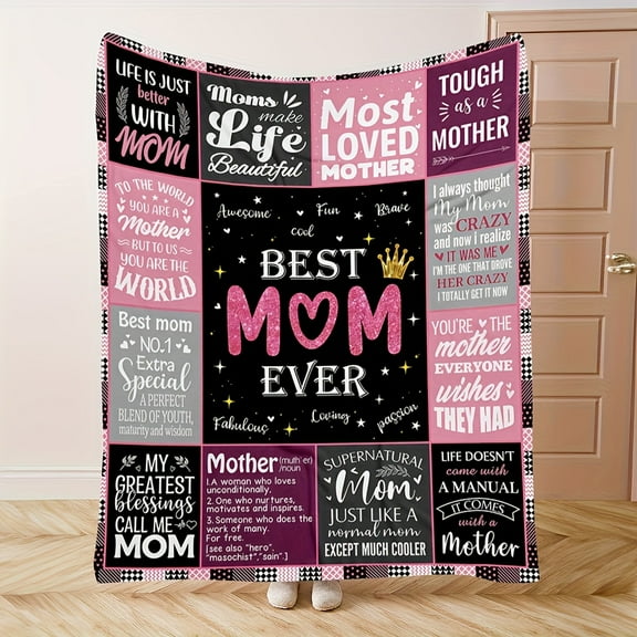 Best Mom Ever Flannel Blanket – Cozy, Soft Throw with Heartfelt Messages & Playful Designs – Perfect Gift for Mother’s Day, Naps, Camping, Travel & Home Decor, Contemporary Design | Durable Crafting