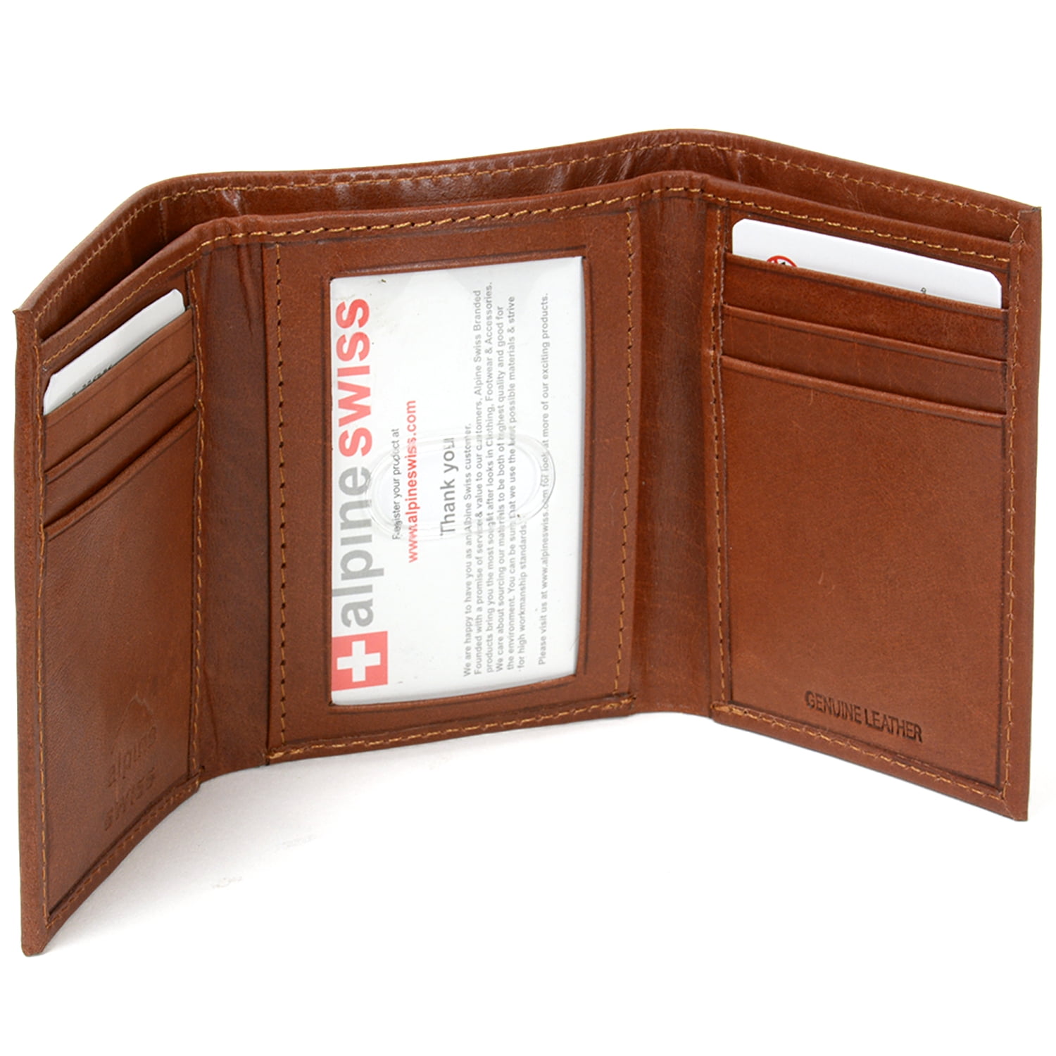 Alpine Swiss RFID Blocking Mens Money Clip Bifold Leather Wallet Brown