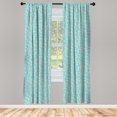thumbnail image 4 of Ambesonne Spring Window Curtains, Line Art Monochrome Flowers, Each 28" W x 95" L, Pale Sky Blue and Grey Yellow, 4 of 4