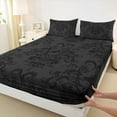 thumbnail image 3 of jejeloiu Gothic Damask Floral Bed Sheets,Black Halloween Witch King Sheets,Victorian Baroque Flower Sheet Set For Adult,Ultra Soft Home Decor,4-Piece, 3 of 7