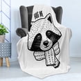 thumbnail image 4 of Hug Soft Flannel Fleece Throw Blanket, Outline Style Hand Drawn Raccoon with a Scarf and Hug Me Lettering, Cozy Plush for Indoor and Outdoor Use, 50" x 60", Charcoal Grey and White, by Ambesonne, 4 of 5