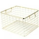 thumbnail image 2 of Cesta de almacenamiento de ropa de acero inoxidable dorado moderno con asas organizador para uso doméstico, 2 of 8