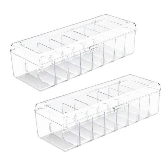 2Pcs Trading Card Storage Box, Box Plastic, Case with Removable Dividers, for Standard
