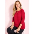 thumbnail image 3 of Catherines Women's Plus Size Suprema 3/4 Sleeve V-Neck Cutout Tee, 3 of 4