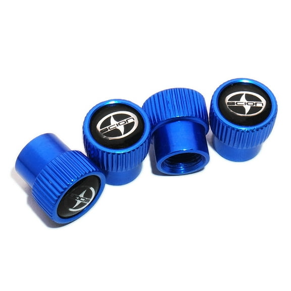 4pcs Universal Fit Scion Car Wheels Tire Air Valve Caps Stem Dust Cover Blue