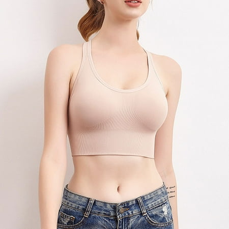 

Women Sports Bra Push Up Seamless Female Workout Underwear Wireless Paded Bra High Impact Support for Yoga Gym Fitness S Nude