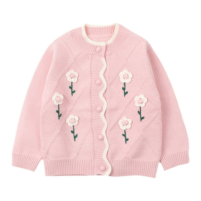 2DXuixsh Veste pour Filles, Cardigan Western, Automne Hiver, Mignon, Tricoté, Rose, Taille 100