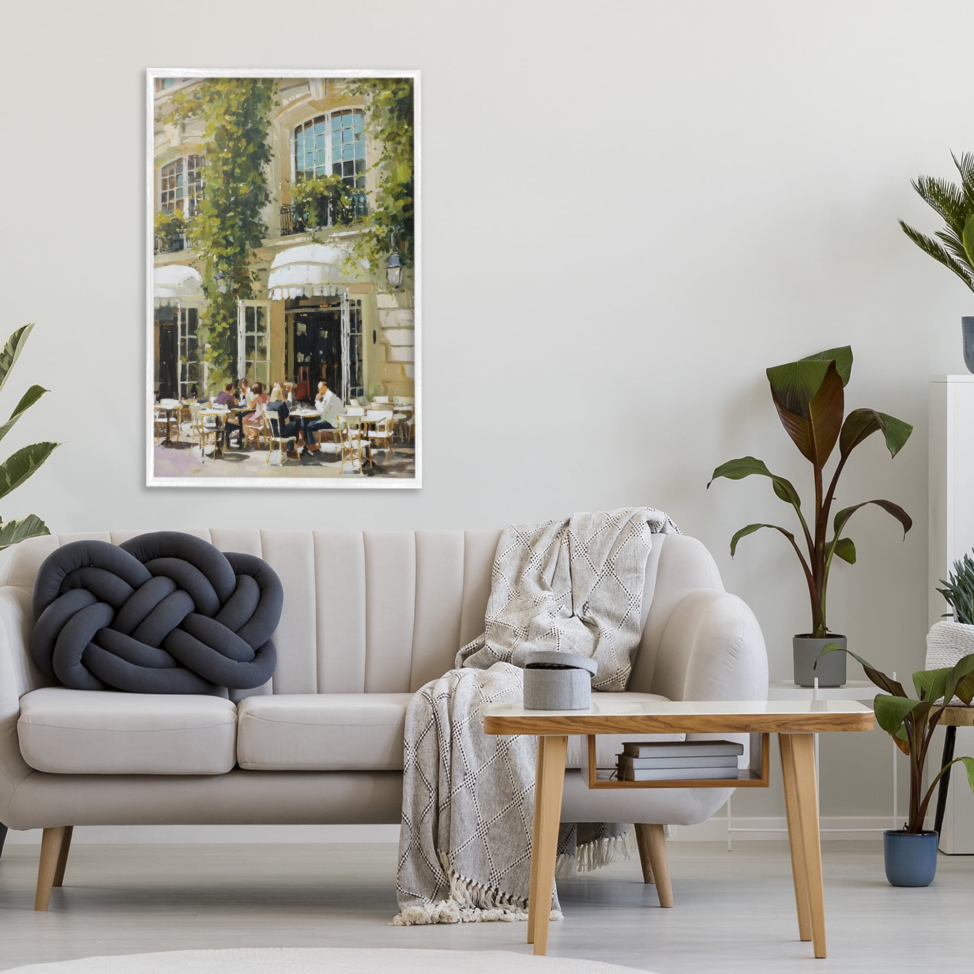 Stupell Industries Cafe Terrace with Ivy White Framed Giclee Art, design by Petal Prints Design