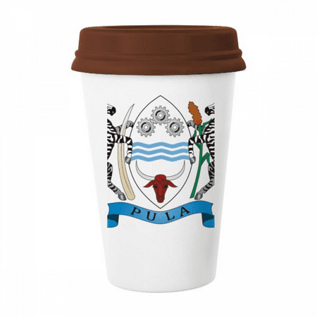

Botswana National Emblem Country Mug Coffee Drinking Glass Pottery Cerac Cup Lid