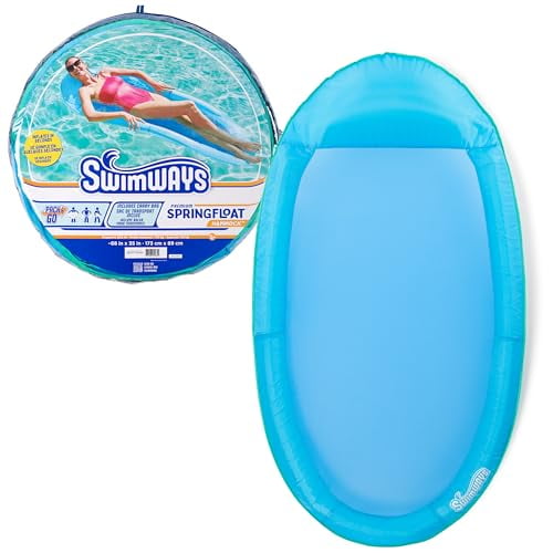 SwimWays Spring Float Inflatable Pool Lounger with Hyper-Flate Valve Blue