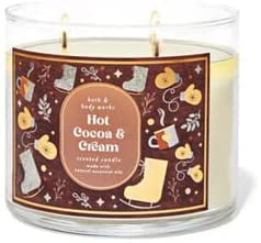 NEW 1 BATH & BODY WORKS HOT COCOA & CREAM 3-WICK SCENTED LARGE 14.5 OZ CANDLE 