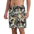 thumbnail image 2 of KLL Black Palm Leaves Men's Casual Summer Beach Shorts Hawaiian Shorts with Pockets-3X-Large, 2 of 5