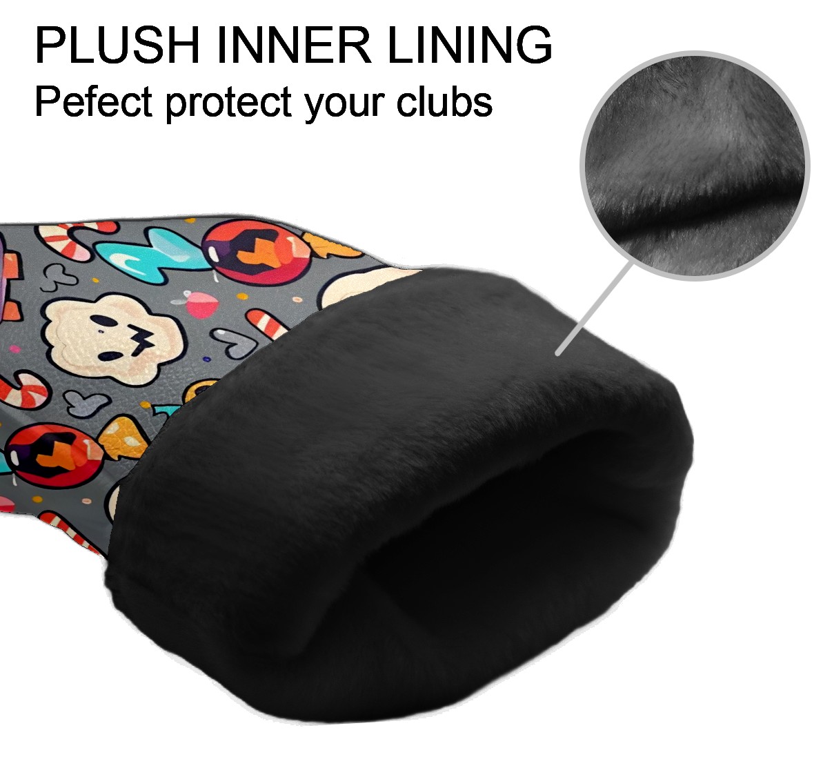 Golf Club Covers, Gray SkullCandy Premium PU Leather Driver Hybrid Putter Head Covers with Velvet Lining, Waterproof Golf Gifts for Men Women